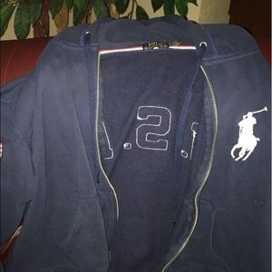 blue polo zip up hoodie